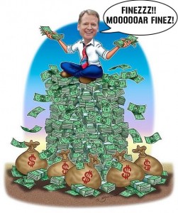 Roger Goodell on a pile of money